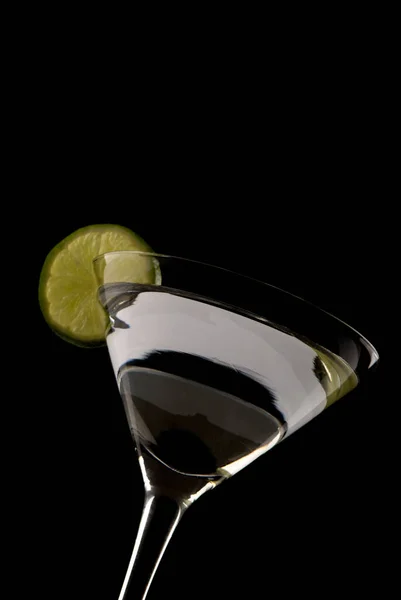 Glass Martini Lemon Lime Black Background — Stock Photo, Image