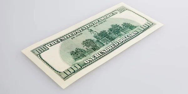 Banconota Cento Dollari Sfondo Chiaro Layout Mockup Spazio Lettering Logo — Foto Stock