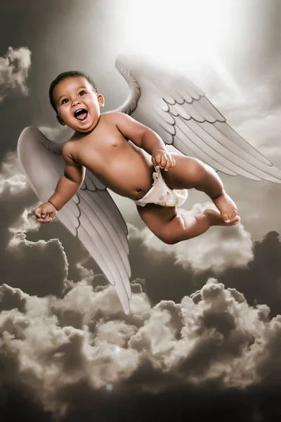 Renderizado Niño Con Alas Ángel — Foto de Stock