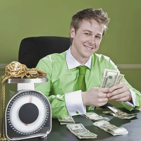 Man Met Een Zak Geld — Stockfoto