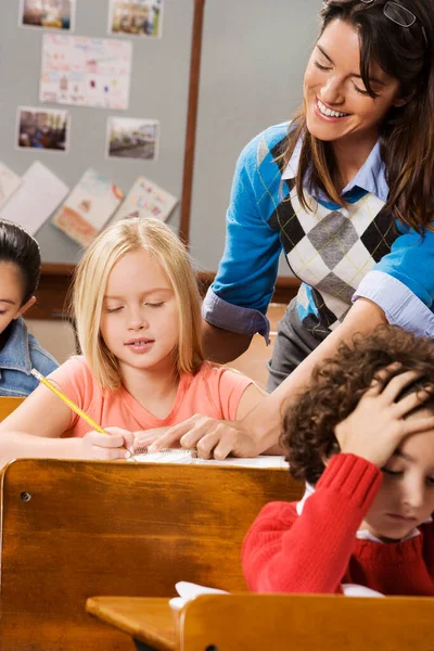 Group Students Sitting Desk Classroom — Stock Photo, Image