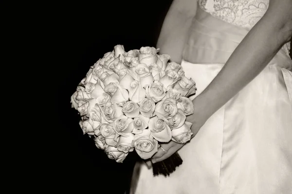 Mariée Avec Bouquet Fleurs — Photo