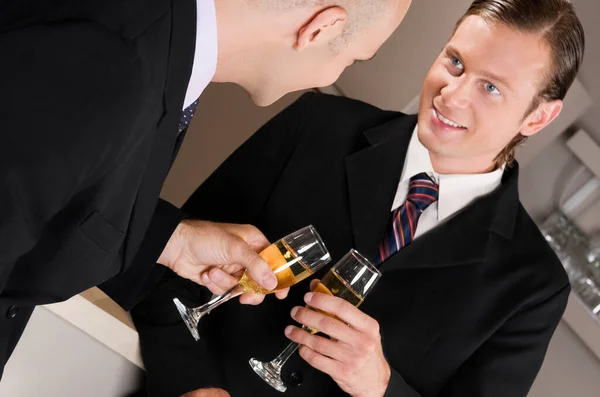 Two Young Men Wine Bottles — Stock Photo, Image