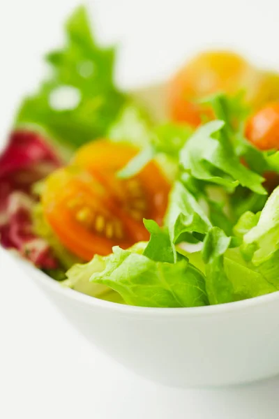 Salada Fresca Com Alface Verde Tomate — Fotografia de Stock