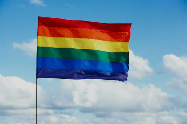 Gay Hrdost Vlajka Obloze Pozadí — Stock fotografie