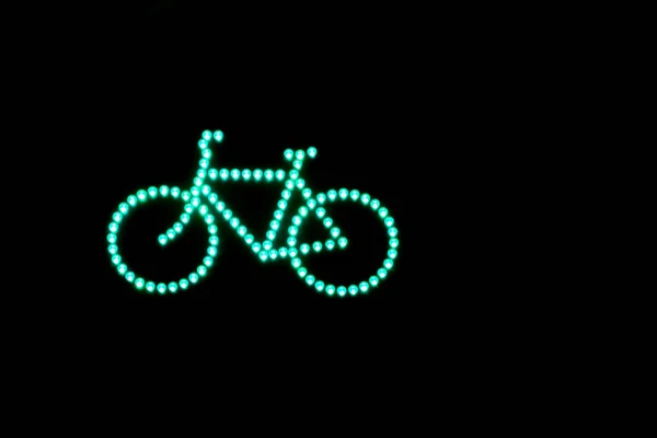 Велосипед Светящимся Неоновым Светом Черном Фоне — стоковое фото
