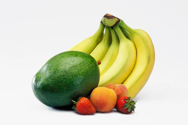Verse Groene Gele Bananen Witte Achtergrond — Stockfoto