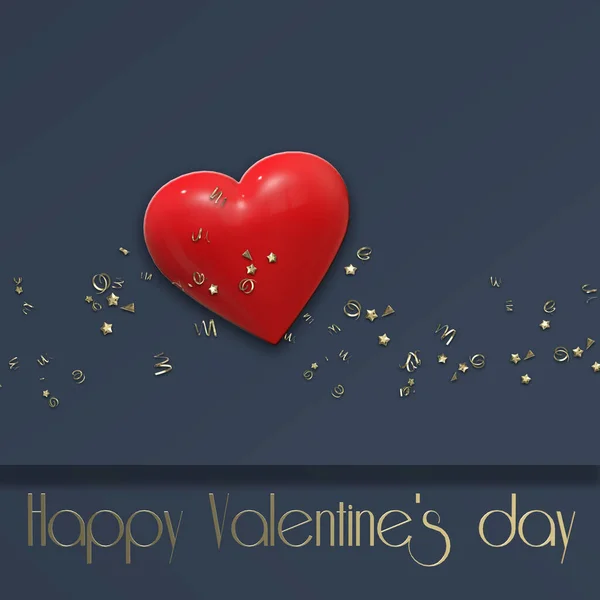 Elegante Tarjeta Love Para Día San Valentín Con Corazón Rojo —  Fotos de Stock