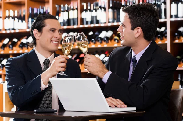 Two Young Male Bartender Glasses Wine Glass Champagne Royalty Free Stock Photos