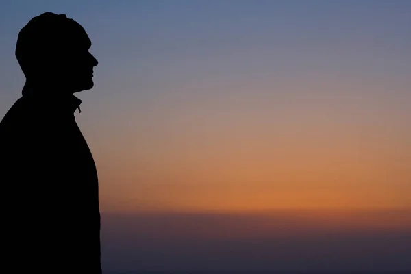 Silhouette Man Looking Sunset View San Francisco Bay San Francisco — Stock Photo, Image