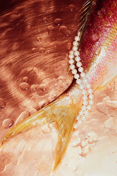 Närbild Färsk Fisk Trä Bakgrund — Stockfoto