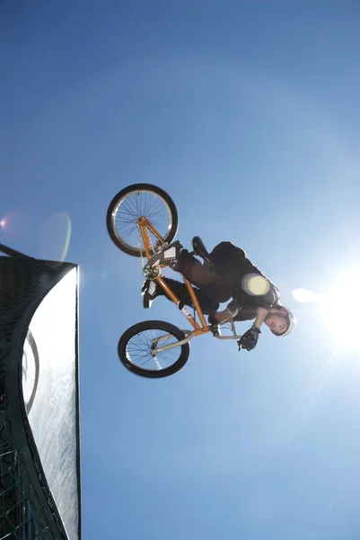 bmx rider riding on a bicycle