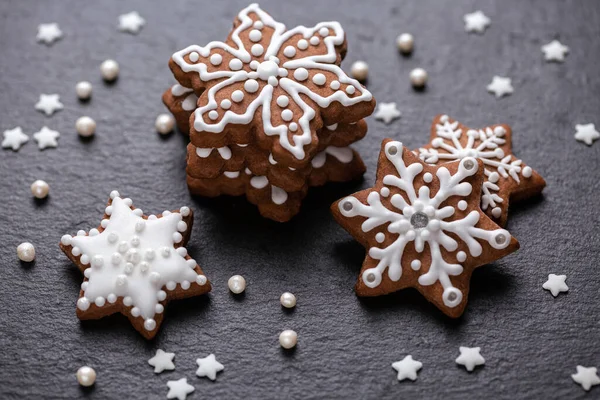 Biscotti Natale Sfondo Scuro — Foto Stock
