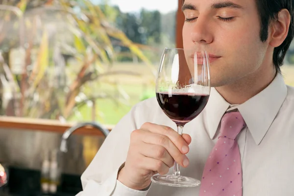 Ritratto Uomo Con Bicchiere Vino — Foto Stock