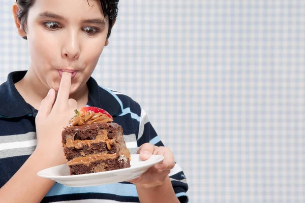 Young Woman Eating Cake — Stock Photo, Image