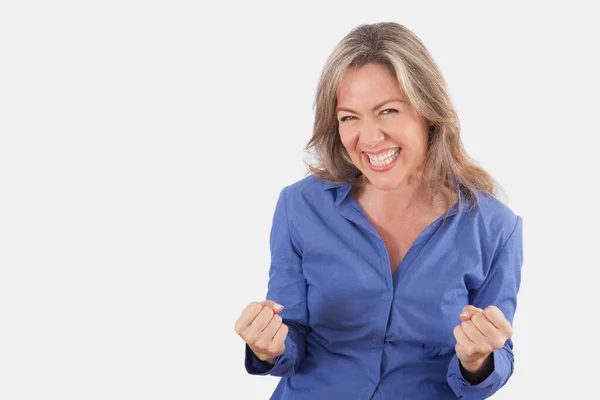 Retrato Una Hermosa Mujer Madura Con Una Sonrisa Cara —  Fotos de Stock