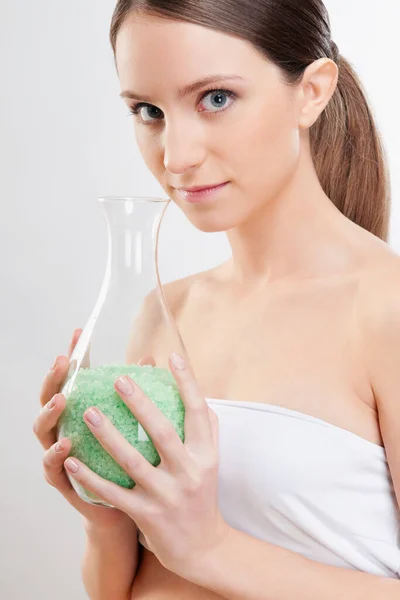 Beautiful Young Woman Glass Water — Stock Photo, Image