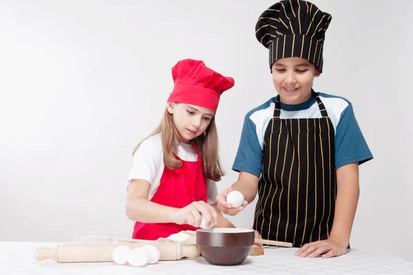 Bambina Sua Figlia Preparano Cucinare Cucina — Foto Stock