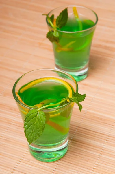 Grüner Tee Mit Minzblättern — Stockfoto