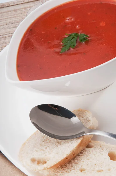 Tomato Soup Red Pepper Parsley — Stock Photo, Image