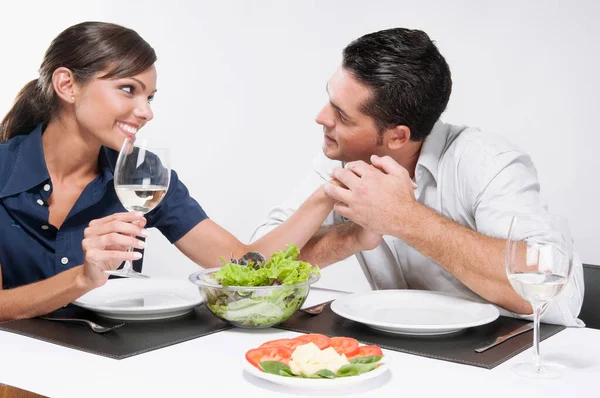 Couple Having Dinner Together Restaurant Stock Photo