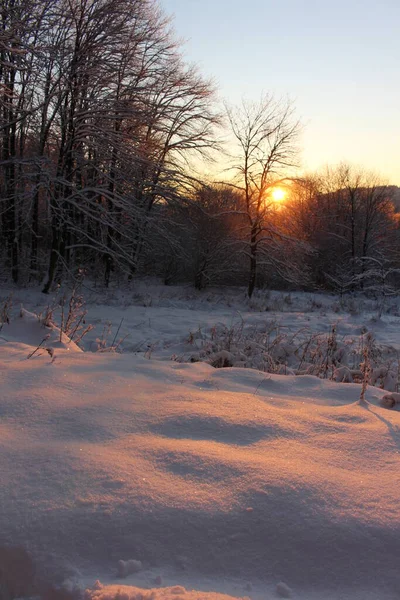 Paisagem Inverno Pôr Sol — Fotografia de Stock