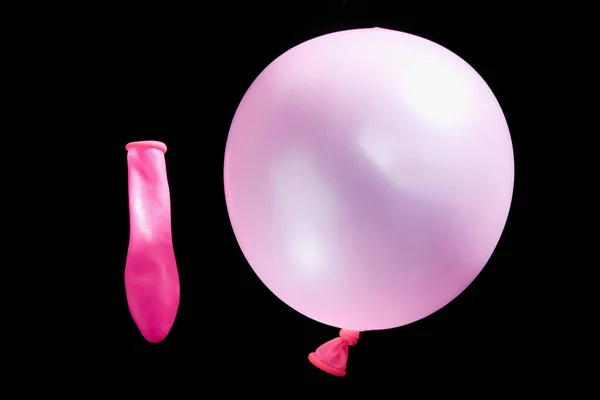 Roze Ballon Geïsoleerd Zwarte Achtergrond — Stockfoto