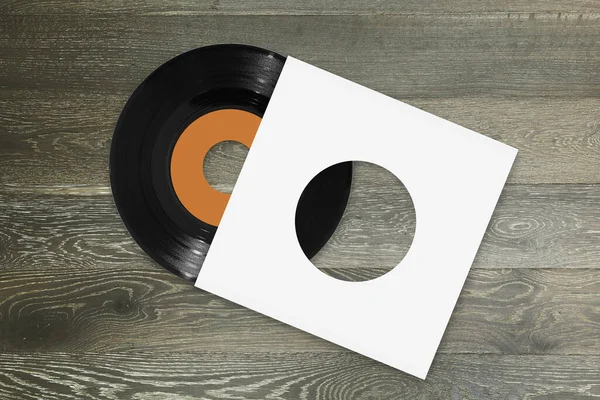 Eine Einzige 45Rpm Schallplatte Mit Orangefarbenem Etikett Und Weißer Hülle — Stockfoto