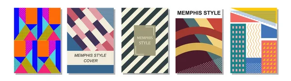 Bir Set Memphis Style Covers Arkaplan Broşürler Posterler Sancaklar Için — Stok fotoğraf
