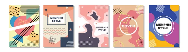 Set Von Memphis Style Covers Flat Vector Illustrationen Für Hintergrund — Stockfoto