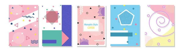 Set Von Memphis Style Covers Flat Vector Illustrationen Für Hintergrund — Stockfoto