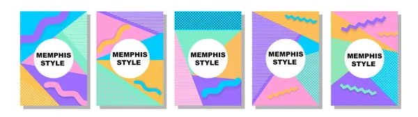 Conjunto Cubiertas Estilo Memphis Ilustraciones Planas Vectores Para Fondo Folletos —  Fotos de Stock