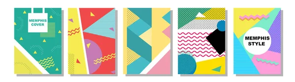 Set Van Memphis Style Covers Platte Vectorafbeeldingen Voor Achtergrond Brochures — Stockfoto