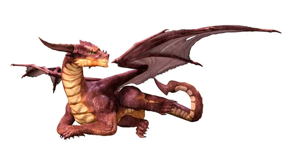 Rendering Fantasy Dragon Isolated White Background — Stock Photo, Image