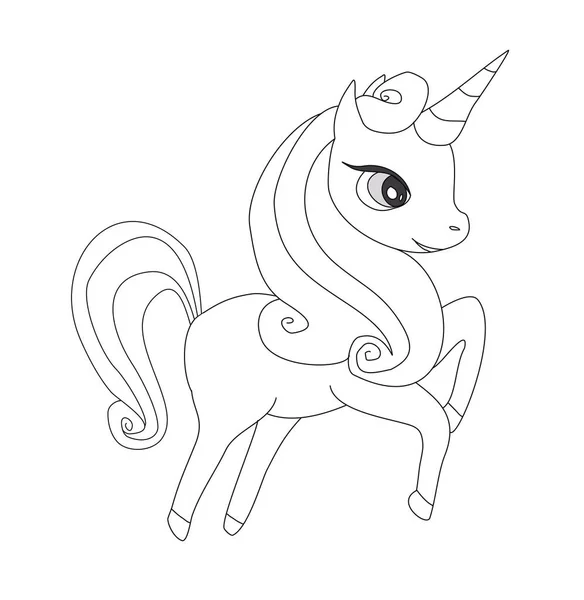 Carino Unicorno Personaggio Libro Colorare Isolato Dallo Sfondo — Foto Stock
