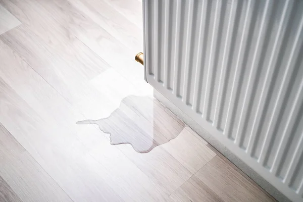 Laminate Floor Damage Room Heating Pipe Leakage — Stock Photo, Image