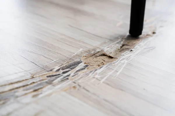Broken Laminate Floor Damage Destroyed House Flooring — Stock Photo, Image