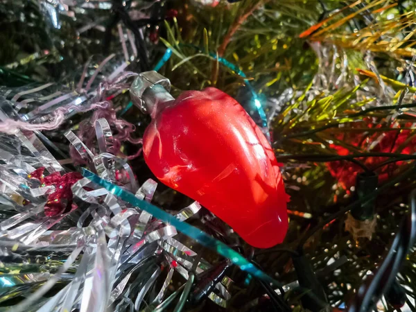 Décoration Noël Avec Des Boules Rouges Blanches — Photo