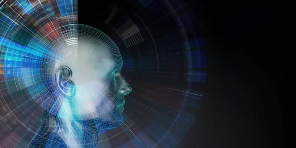 Render Human Head Digital Technology Background — Stock Photo, Image