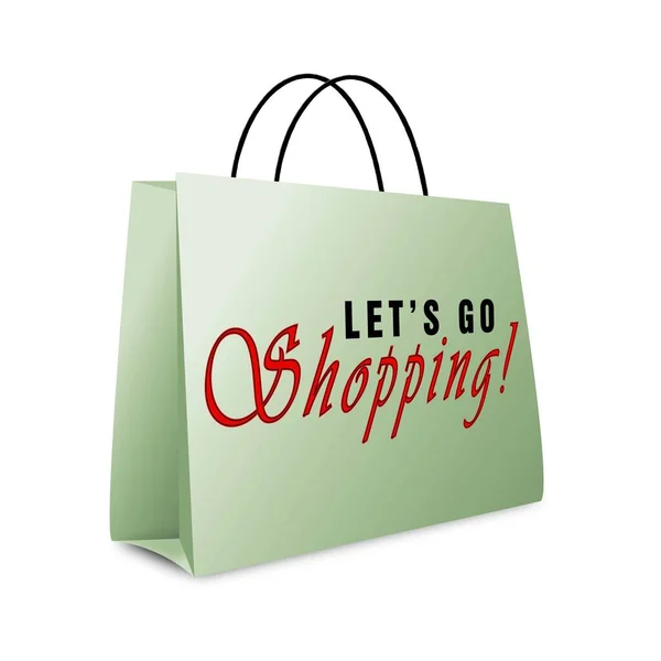 買い物に行きましょう 白を基調にしたショッピングバッグのレタリング 3Dイラスト — ストック写真