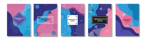 Conjunto Memphis Style Covers Ilustrações Vetores Planos Para Fundo Brochuras — Fotografia de Stock
