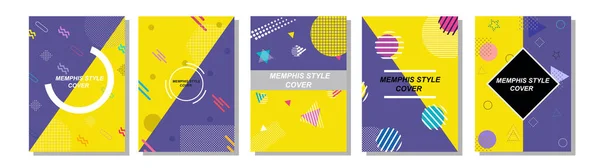 Set Memphis Style Covers Flat Vector Illustrations Background Brochures Posters — Stock Photo, Image