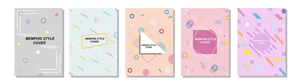 メンフィススタイルのカバーのセット パンフレット ポスター バナーテンプレート用のフラットベクトルイラスト — ストック写真