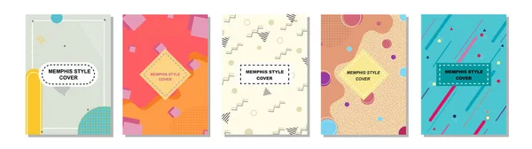 Conjunto Cubiertas Estilo Memphis Ilustraciones Planas Vectores Para Fondo Folletos —  Fotos de Stock