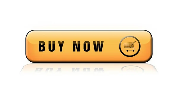 Jetzt Kaufen Schriftzug Orangefarbener Knopf Mit Reflexionen Boden Isoliert Auf — Stockfoto