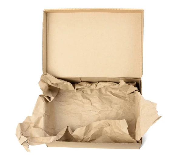 Ouvert Boîte Rectangulaire Carton Brun Vide Pour Transport Emballage Marchandises — Photo