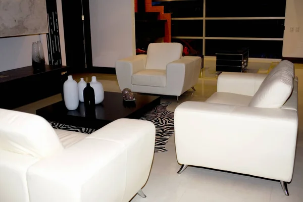 Sala Estar Moderna Interior Com Sofá Cadeiras — Fotografia de Stock