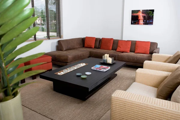 Modernes Wohnzimmer Mit Sofa Möbeln Und Tisch — Stockfoto