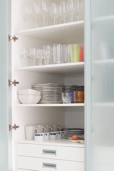 Cocina Moderna Interior Con Estanterías Utensilios — Foto de Stock