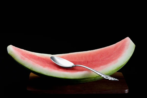 Gros Plan Une Cuillère Sur Melon Eau — Photo